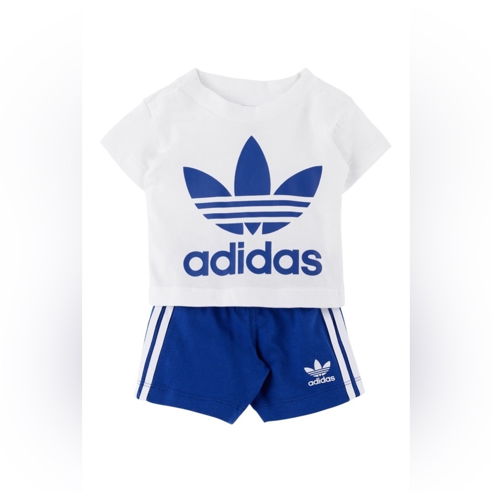 ADIDAS KIDS Baby White & Blue Trefoil T-Shirt & Shorts